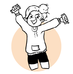 Cartoon girl jumping for joy